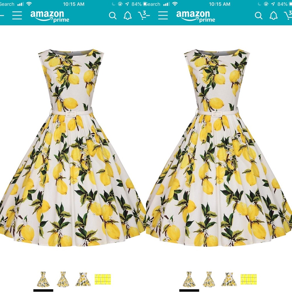 Grace Karin 1950’s Lemon Print Swing Dress Size M